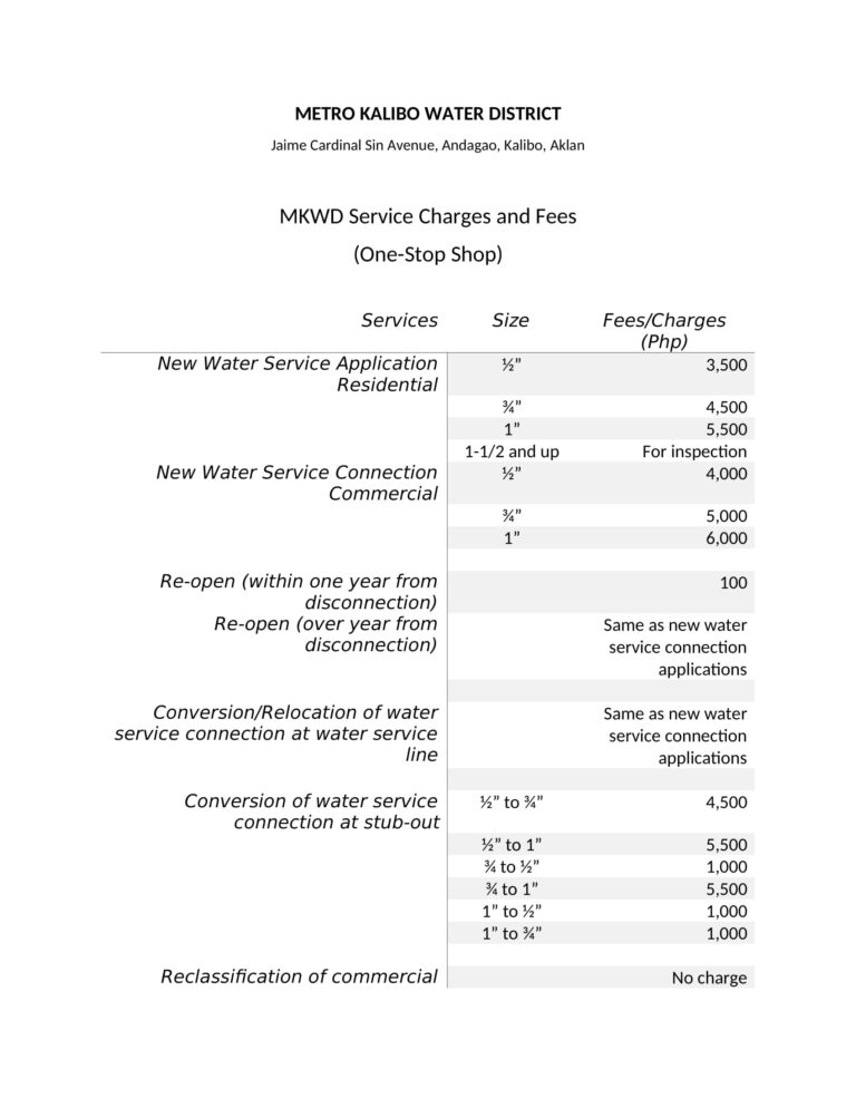 Publication of Fixed rates in the WSC services-1